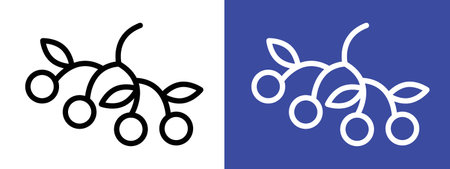 Mistletoe icon logo sign vector outline in black and white colorのイラスト素材