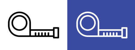 Measuring tape icon logo sign vector outline in black and white colorのイラスト素材