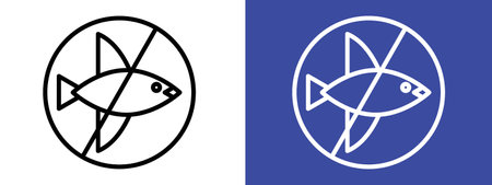 No fishing icon logo sign vector outline in black and white colorのイラスト素材