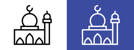 Mosque icon logo sign vector outline in black and white colorのイラスト素材