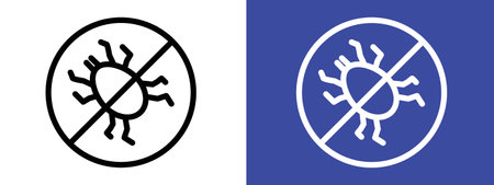 Mite in the prohibition sign logo sign vector outline in black and white colorのイラスト素材