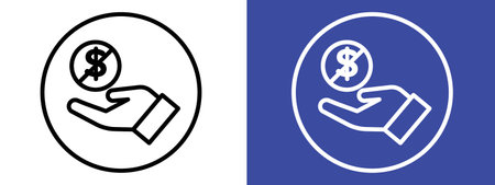 No dollar sign logo sign vector outline in black and white colorのイラスト素材