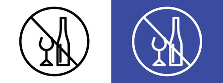 No alcohol sign logo sign vector outline in black and white colorのイラスト素材