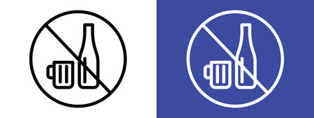 No alcohol sign logo sign vector outline in black and white colorのイラスト素材