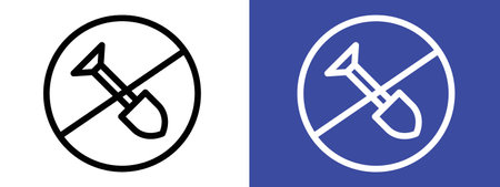 No digging sign logo sign vector outline in black and white colorのイラスト素材