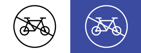 No bicycle sign logo sign vector outline in black and white colorのイラスト素材