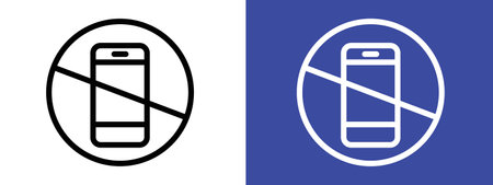 No cell phone sign logo sign vector outline in black and white colorのイラスト素材