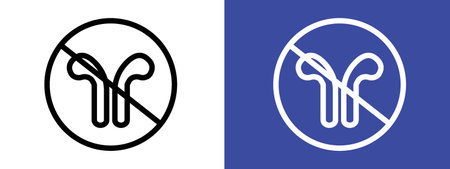 No earbuds allowed sign logo sign vector outline in black and white colorのイラスト素材