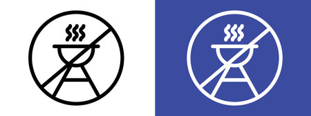 No grill sign logo sign vector outline in black and white colorのイラスト素材