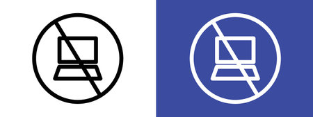 No computer sign logo sign vector outline in black and white colorのイラスト素材