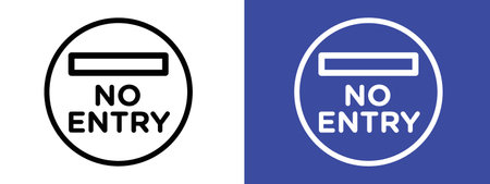 No entry road sign logo sign vector outline in black and white colorのイラスト素材
