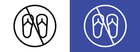 No sandals sign logo sign vector outline in black and white colorのイラスト素材