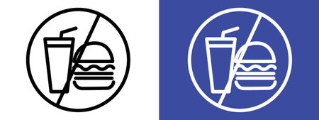 No food allowed sign logo sign vector outline in black and white colorのイラスト素材