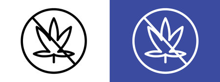 No Marijuana sign logo sign vector outline in black and white colorのイラスト素材