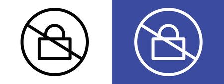 No lock sign logo sign vector outline in black and white colorのイラスト素材