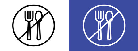 No eating sign logo sign vector outline in black and white colorのイラスト素材