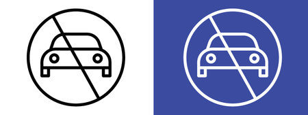 No cars sign logo sign vector outline in black and white colorのイラスト素材