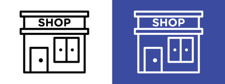 Local store icon logo sign vector outline in black and white colorのイラスト素材