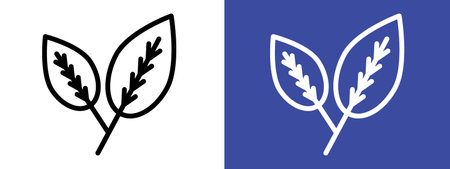 Leaf icon logo sign vector outline in black and white colorのイラスト素材