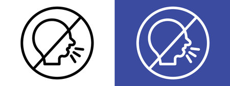 No talking sign logo sign vector outline in black and white colorのイラスト素材