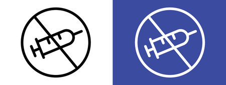 No syringe sign logo sign vector outline in black and white colorのイラスト素材