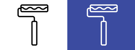 Paint roller icon logo sign vector outline in black and white colorのイラスト素材