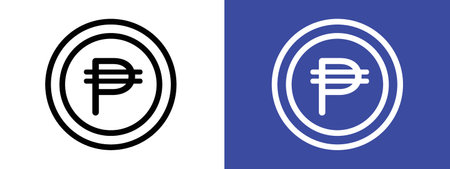 Philippine currency icon logo sign vector outline in black and white colorのイラスト素材