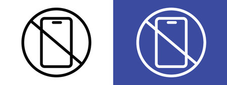 Photo and phone forbidden sign logo sign vector outline in black and white colorのイラスト素材