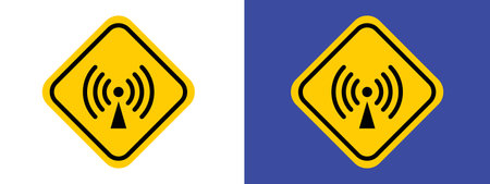 Non ionizing radiation hazard sign logo sign vector outline in black and white colorのイラスト素材