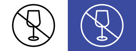 No wine sign logo sign vector outline in black and white colorのイラスト素材