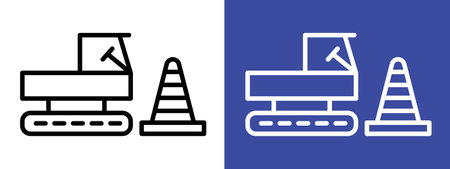 Road construction sign logo sign vector outline in black and white colorのイラスト素材