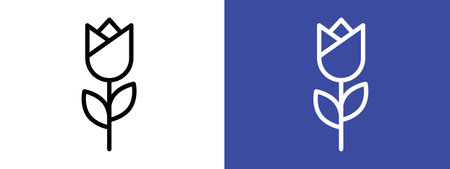 Rose Icon logo sign vector outline in black and white colorのイラスト素材