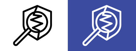 Protection from attack icon logo sign vector outline in black and white colorのイラスト素材