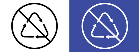 Recycle prohibition sign logo sign vector outline in black and white colorのイラスト素材
