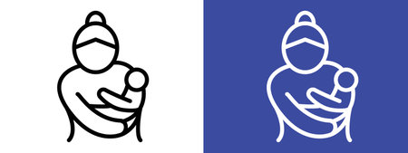 Postnatal care icon logo sign vector outline in black and white colorのイラスト素材