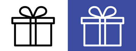 Present gift box icon logo sign vector outline in black and white colorのイラスト素材