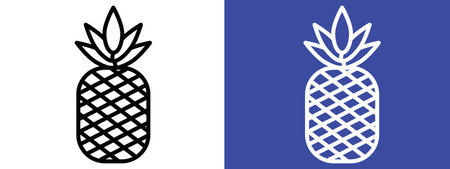 Pineapple icon logo sign vector outline in black and white colorのイラスト素材