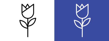 Rose Icon logo sign vector outline in black and white colorのイラスト素材