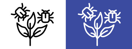Pest plant icon logo sign vector outline in black and white colorのイラスト素材