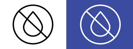 No Water drop sign logo sign vector outline in black and white colorのイラスト素材