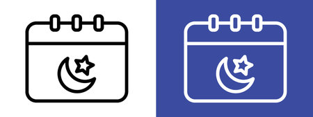 Ramadan calendar icon logo sign vector outline in black and white colorのイラスト素材