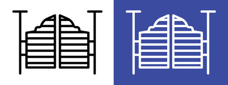 Saloon door icon logo sign vector outline in black and white colorのイラスト素材