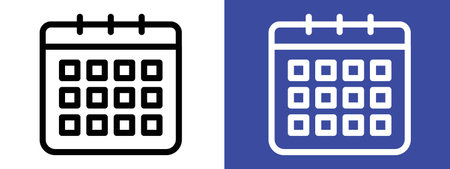Table calendar icon logo sign vector outline in black and white colorのイラスト素材