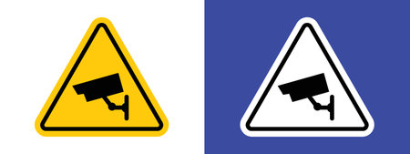 Video surveillance sign logo sign vector outline in black and white colorのイラスト素材