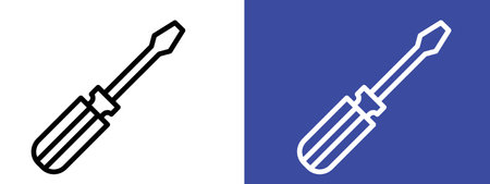 Screwdriver icon logo sign vector outline in black and white colorのイラスト素材
