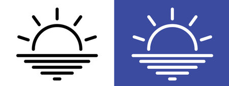 Sunrise icon logo sign vector outline in black and white colorのイラスト素材