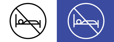 Sleepover ban sign logo sign vector outline in black and white colorのイラスト素材