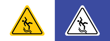 Slippery ice sign logo sign vector outline in black and white colorのイラスト素材