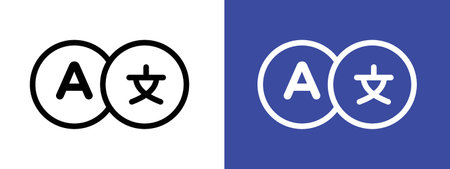 Translation icon logo sign vector outline in black and white colorのイラスト素材