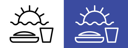 Sahur time icon logo sign vector outline in black and white colorのイラスト素材